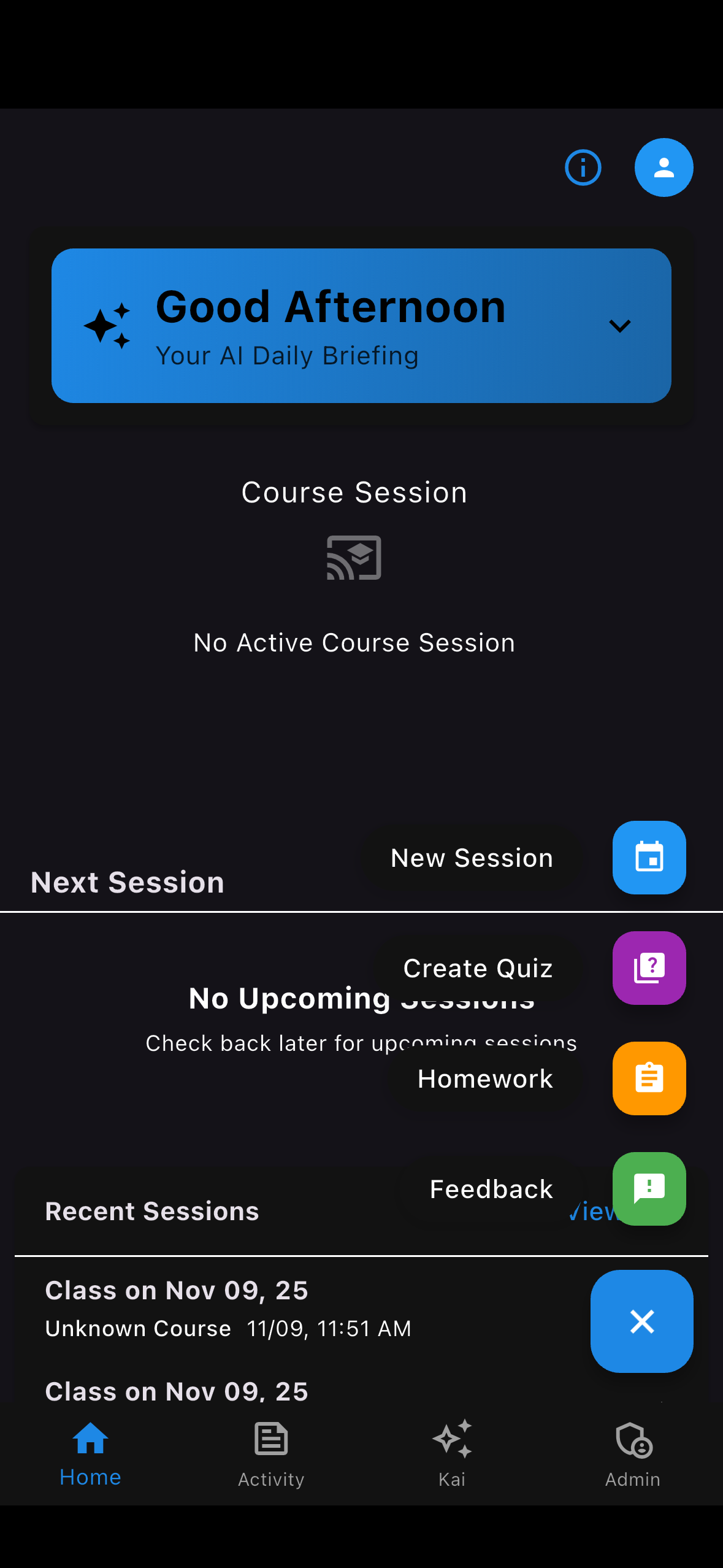 Quiz creation interface